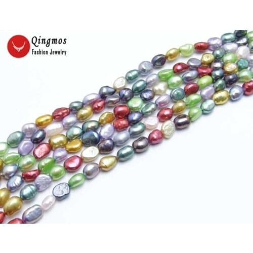 Qingmos 6-7mm Multicolor Baroque Natural Freshwater Pearl Loose Beads for Jewelry Making Necklace Bracelet DIY los781 Free Ship
