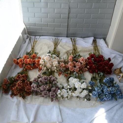 Retro rose Artificial flower wedding party home decoration fake flowers flower arrangement road guide Props