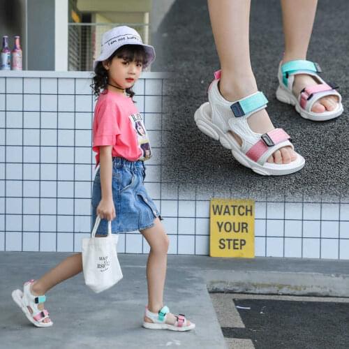 Girls Sandals 2021 New Summer Childrens Net Red Bear Bottom Open Toe Big Boy Boys Beach Shoes Korean Version