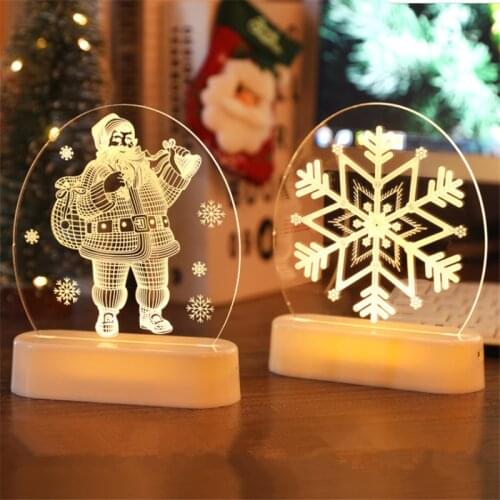 Santa Snowflake LED Night Light Christmas Decorations for Home 2022 Navidad New Year Gift LED Light Merry Christmas Ornaments