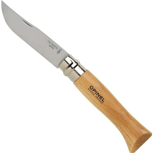 Opinel Inox 9 No Stainless Steel Folding Pocket Knife with Beechwood Handle Camping Hiking Trekking Outdoor Hunting