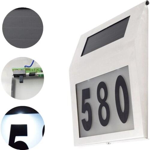 Solar Door Plaque Light Solar Doorplate Wall Mount For Home Garden House Number Door Number Address Number Solar Light Lamp