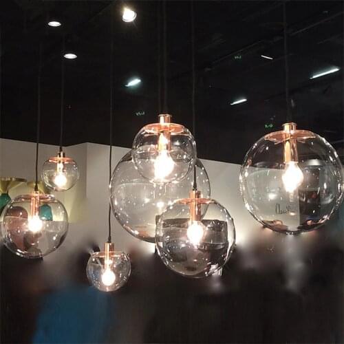 Modern iron glass ball luminaire suspendu chandelier ceiling lamparas de techo nordic decoration home avizeler