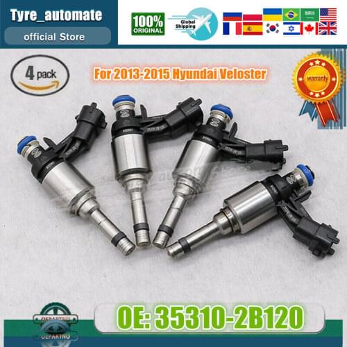 4PCS Fuel Injector for 2013-2015 Hyundai Veloster 1.6L L4 REPLACE FJ1183 35310-2B120
