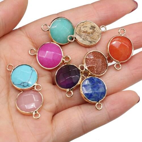 Trendy Natural Stone Pendant Amazonite Lapis Lazuli Crystal Agates Charms Connector for Jewelry Making DIY Necklace Earring Gift