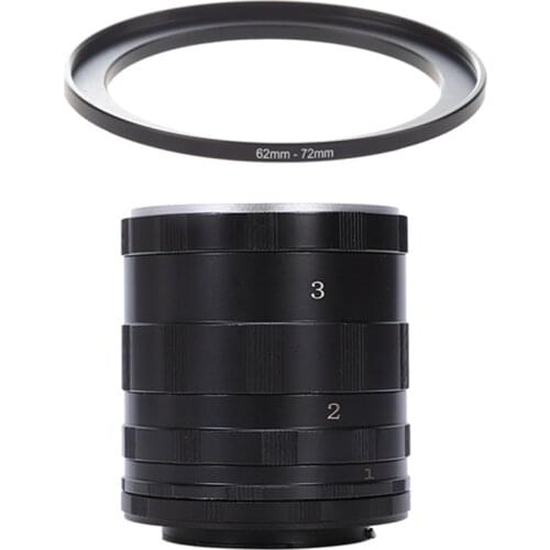 62mm-72mm Lens Filter Step Up Ring Adapter Black & 3 Steps Macro Extension Ring Tube for All Nikon DSLR SLR Uk
