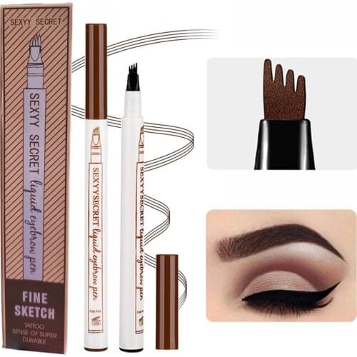 4 Colors Microblading Eyebrow Pen Waterproof Fork Tip Eyebrow Tattoo Pencil Long Lasting Fine Sketch Liquid Eye Brow Pencil