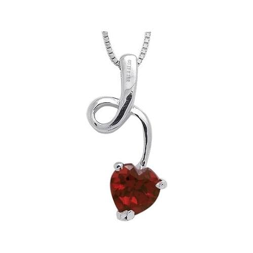 CoLife Jewelry Silver Heart Crystal Necklace Pendant for Daily Wear 6mm Natural Garnet Pendant 925 Silver Garnet Jewelry