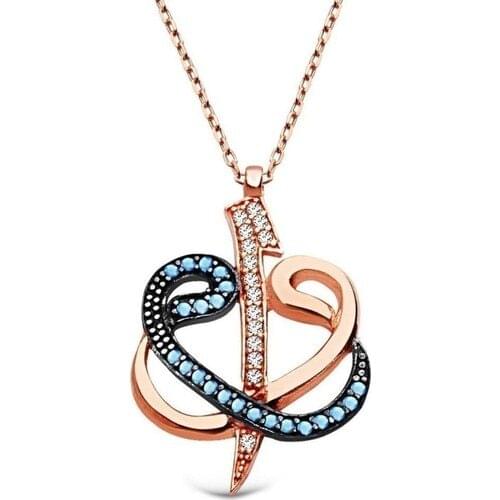 Jewelry Shop Double Vav Aleph Letter Silver Necklace Turquoise Gemstone WSN144 Pink