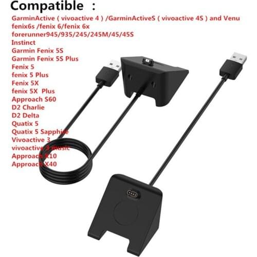 Charger Dock Fast Charging Cable Wire Charger For Garmin Fenix 6 6S 6X Pro Fenix 5 5S 5X Forerunner 945 935 245 Vivoactive 3