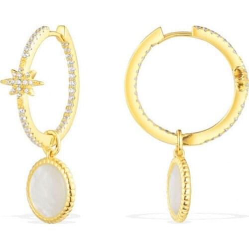 SLJELY Fashion 925 Sterling Silver 3 Colors Natural Stones Fine Earrings Micro Cubic Zirconia Women Luxury Brand Jewelry