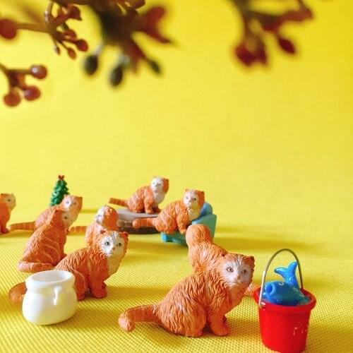 10 pcs cute kitty/orange/dots/miniatures/lovely cat/ animals/fairy garden gnome/terrarium decoration/crafts/a13/a21