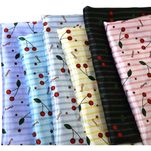 100cm*148cm Cherry Design 100%Polyester Satin Fabric Soft Charmeuse Dress Lining Textile