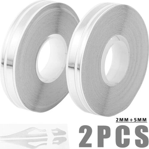 2Roll 32ft Silver Pinstriping Sticker Stripe Vinyl Film Tape Decals Stickers For Car Motorcycle Boat DIY Decals Tape Accessories