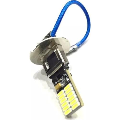 2Pcs H1 H3 4014 24 SMD LED Canbus Error Free Car Fog Light Cold White 12V DC DRL Driving Light