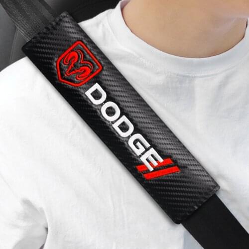2PCS PU Car Seat Belt Cover Shoulder Pads Comfortable Driving For Dodge Caliber Ram 1500 Caravan Charger Grand Caravan Journey