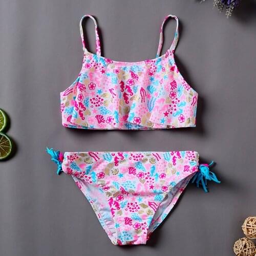 2021 New Girl Swimsuit for 5-14 Years Children Girl Swimwear Two Piece Ruffle Style Bathing Suit Children Beachwear ST216