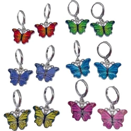 2021 Fashion Trend Colorful Womens Butterfly Dangle Earrings Enamel Animal Drop Earrings Sweet Gift For Friends Cute butterfly