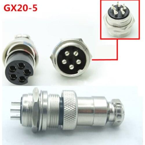 5set GX20 5-Pin XLR Aviation plug Ham Radio 20mm for Power equipment Soldering GX20-5