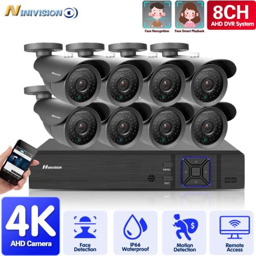AHD DVR 8.0MP HD Outdoor Home Security Camera System H.265 4CH CCTV Video Surveillance DVR Kit 4Pcs 8Pcs AHD Bullet Camera Set