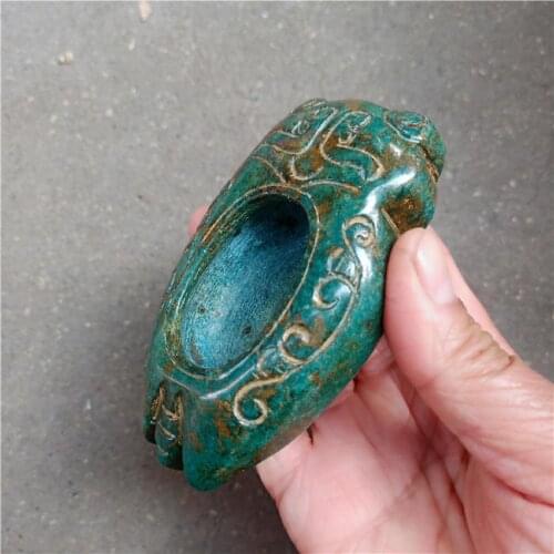 Antique | Stone | Crystal Figures ashtray status green sculpture Wizard cute lovely ornament box Jade Cicada