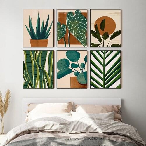Boho Plant Canvas Poster Leaf Palm Botanical Art Prints Minimalist Painting Nordic Style Pictures Modern Living Room Decoration
