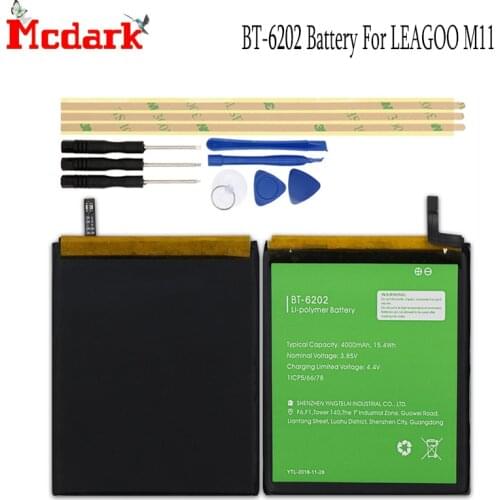 BT-6202 Battery For LEAGOO M11 Battery Replacement High Quality Large Capacity 4000mAh Back Up Bateria For LEAGOO M11+Tools
