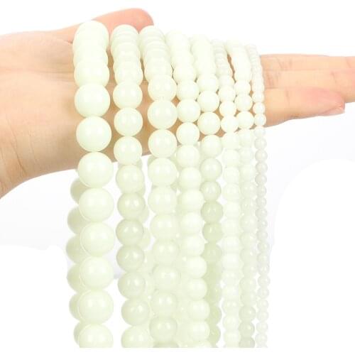 Natural Stone Beads Yellow Luminous Round Loose Space Bead for Jewelry Making DIY Charm Bracelet Accessorie Necklace 6/8/10/12MM