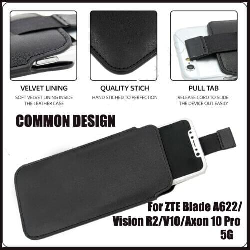 Casteel PU Leather Case For ZTE Blade A622 V10 Vision R2 Axon 10 Pro 5G Pull Tab Sleeve Pouch Bag Case Cover
