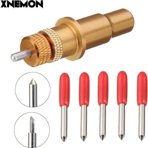 5pcs 45 degree Blades +1pc Roland Blade Holder for Vinyl Cutter Cutting Plotter Diameter: Blade 2mm Holder 11.5mm