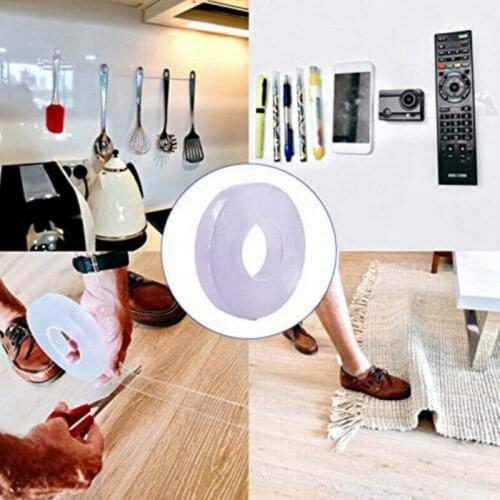 Household Double Sided Gel Tape Removable Anti Slip Tape Kitchen Washable Sticky Adhesive Tapes Multifunction Tool Hardware