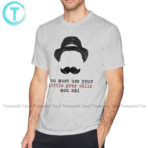Agatha T Shirt Hercule Poirot Little Grey Cells T-Shirt Man Graphic Tee Shirt Awesome Classic Cotton Tshirt