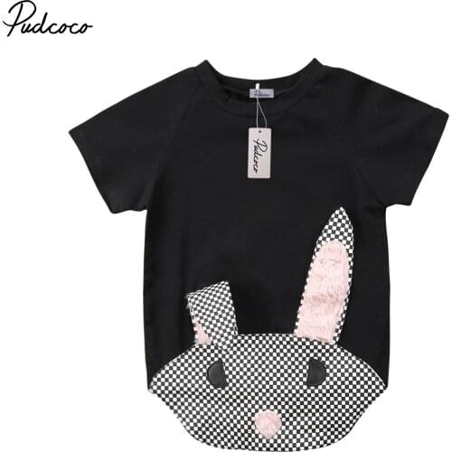 Pudcoco Cotton Toddler Kids Baby Girls Clothes Summer Short Sleeves Rabbit Dress 1-6 Years Easter Costume
