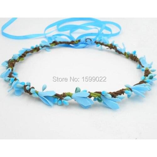 Artificial Eva Faom Flower Buds Halo Pip Berry Garland Blue Hair Accessories Simple Headband Kids Toddler Baby Girls Hairpiece