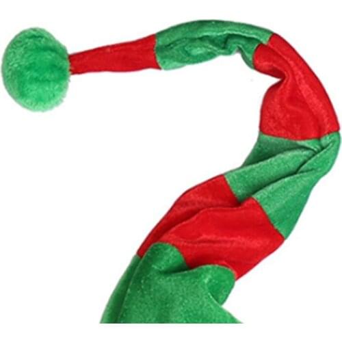 K3NF Adult Kid 3D Christmas Party Elf Long Tail Hat Red Green Striped Funny Santa