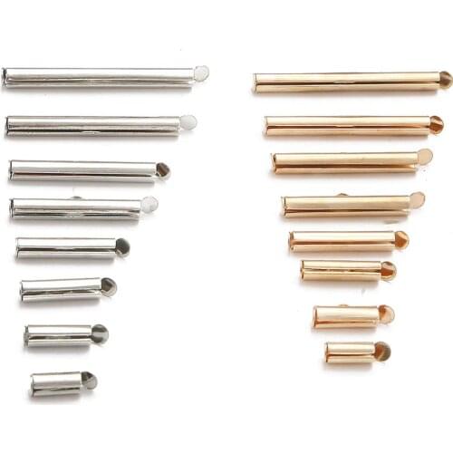 10-40mm Crimp End Beads Beading Slide On End Clasp Buckles Tubes Slider End Caps Diy Necklace Bracelet Connectors Jewelry Making