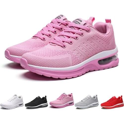 Mens Casual Sneakers Women Air Cushion Casual Shoes Male Mesh Round Toe Athletic Shoes Unisex Lace-up Breathable Running Shoes