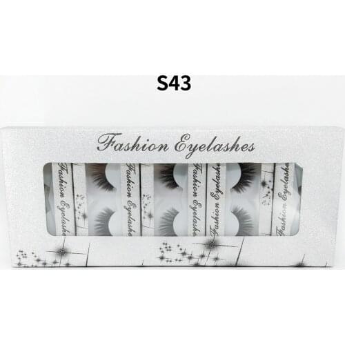 Cool silver box protein silk handmade natural artificial thick curling false eyelashes, essential for makeup, 10 pairs