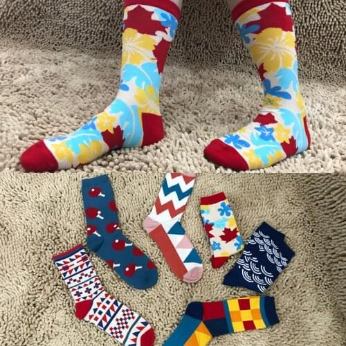 Hot 10 Pair/lot Funny Happy Socks Fine Paragraph Stripe Cotton Stripe Grid Three-dimensional Tube Geometric Socks Freeshipping