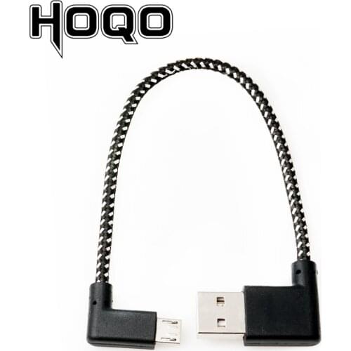 Micro Woven USB 2.0 male to Left Angle Micro 5pin male USB 2.0 Cable Reversible Left Right Angled 90 Degree Data power cable