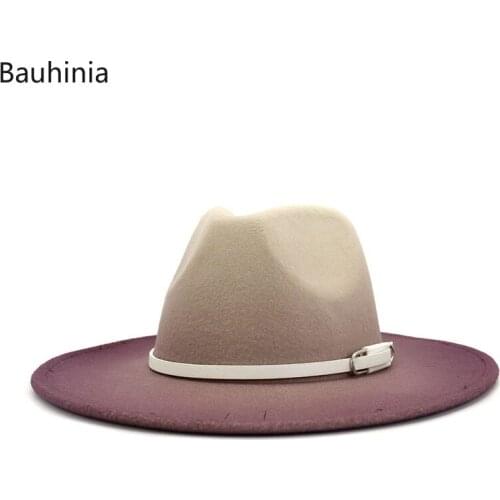 Fashion Wide Brim Simple Church Derby Top Panama Felt Fedoras Hat for Men Women wool Jazz Cap Gentleman Gambler Trilby Hat