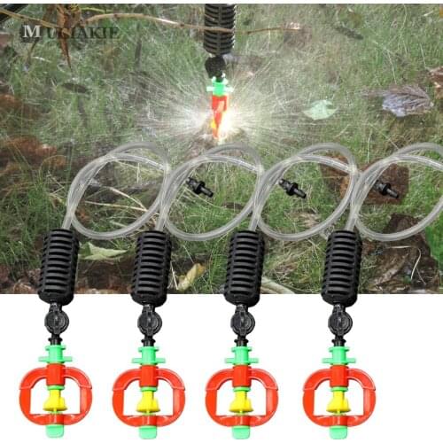 MUCIAKIE 5PCS New Garden Rotating Sprinkler Hang Micro Drip Irrigation Spray with Hammer Anti Drip 4/7 Transparent Hose Fittings