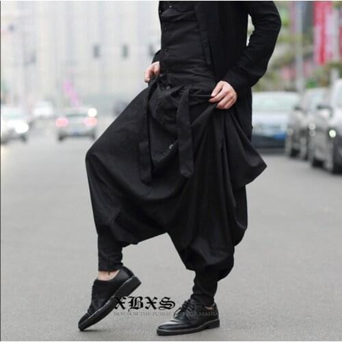 Low Crotch Pants Men Avant-garde Exaggerated Personality Tide Men Korean Version Non-mainstream Of Feet Ninja Trousers 2020 New