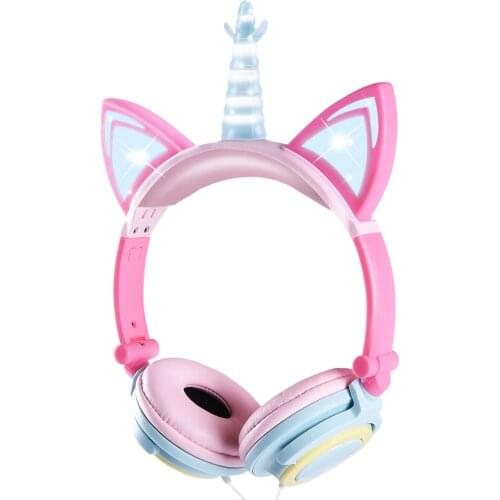 Cute Headphone Unicorns 3.5MM Wired Kids Headphones Earphone Gaming Headset for Adult Children Birthday Gifts