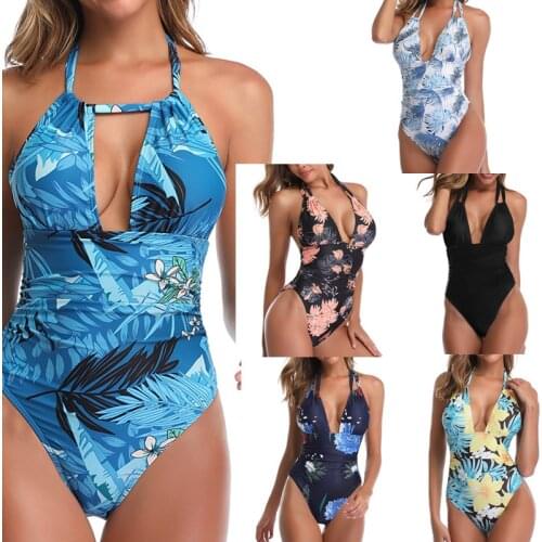 New Sexy One-piece Deep V-neck Neckline Sexy Backless Bikini Bathing Suit Women Plus Size Swimwear One Piece Swimsuit
