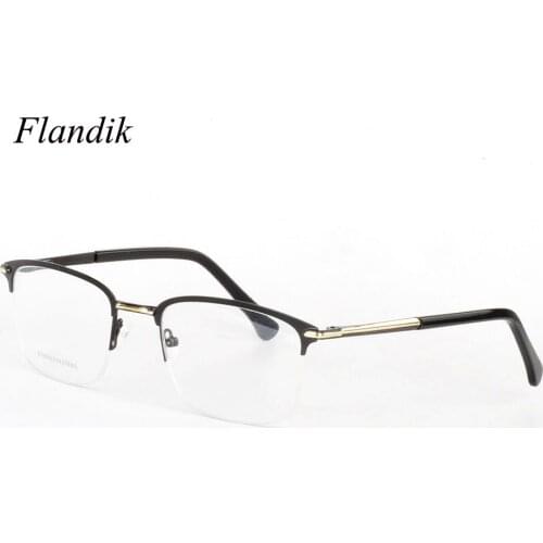 Optical Glasses Frame Men Stainless Steel Square Eyewear 2019 New Semi Rimless Half Myopia Optical Prescription Eyeglasses Frame