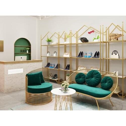 Shoe store shoe rack display rack floor display rack multi-layer racks gold decoration clothing shop bag rack
