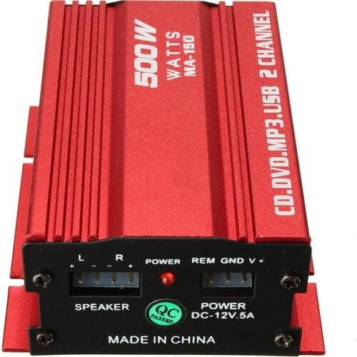 Portable 500W 12V Mini 2CH HiFi Stereo Audio Power Amplifier Car MP3 Speaker усилитель звуковой частоты