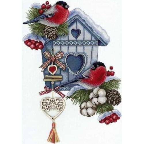 Lovely kit 19-20 Cross stitch Handmade 14CT Counted Canvas DIY,Cross-stitch kits,Embroidery Christmas Bird House 35-42
