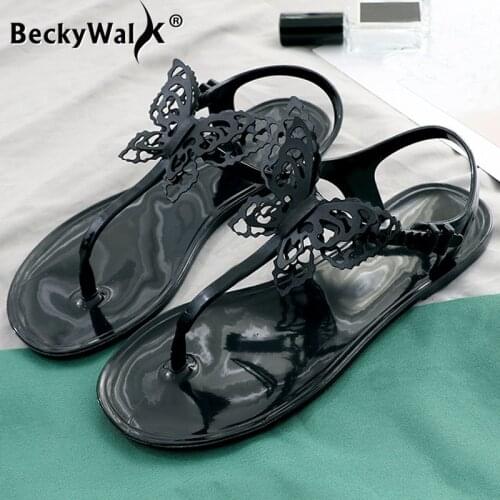 Summer New Women Shoes Butterfly Flat Sandals Women Flip Flops Beach Sandals Slippers Simple Jelly Shoes Woman Sandalias WSH3543